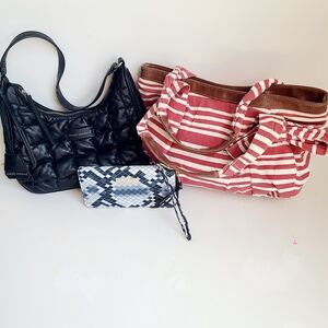 Lot Of 2 Bags 1‎ Wallet Quilted Y2k Striped